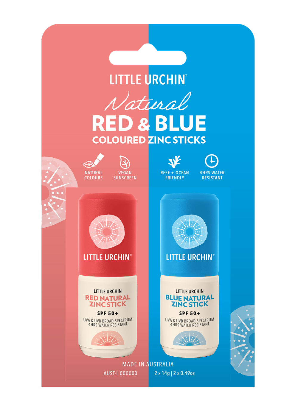 RED & BLUE NATURAL ZINC STICK SPF 50+, 14g